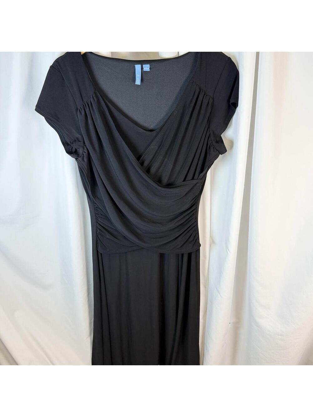 B-Slim Black Empire Waist Stretch Dress Fitted Waist Line Wrap Large Classic